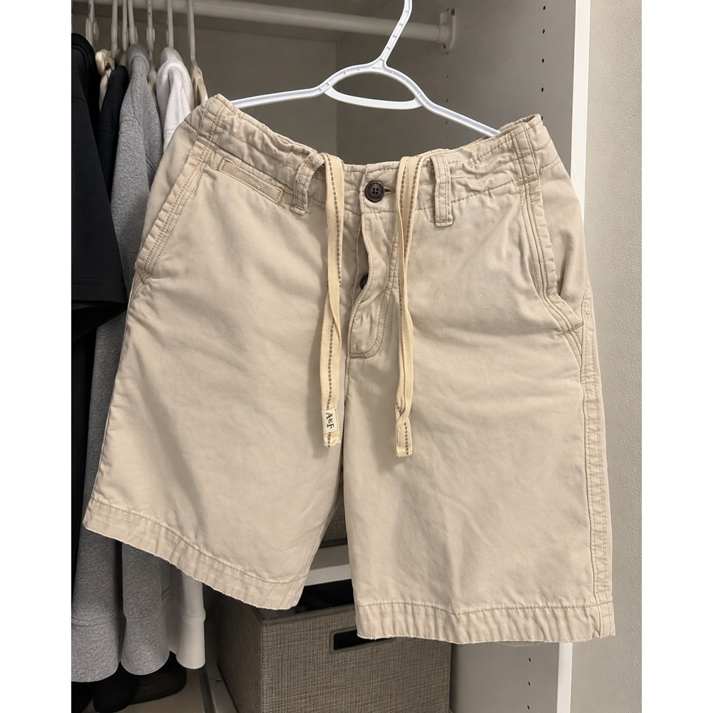 Abercrombie & Fitch Mens Drawstring Chino Shorts Khaki Beige Size 30